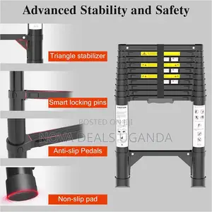 3.9M Telescoping Ladder, 10 Step Aluminum Extension Ladder