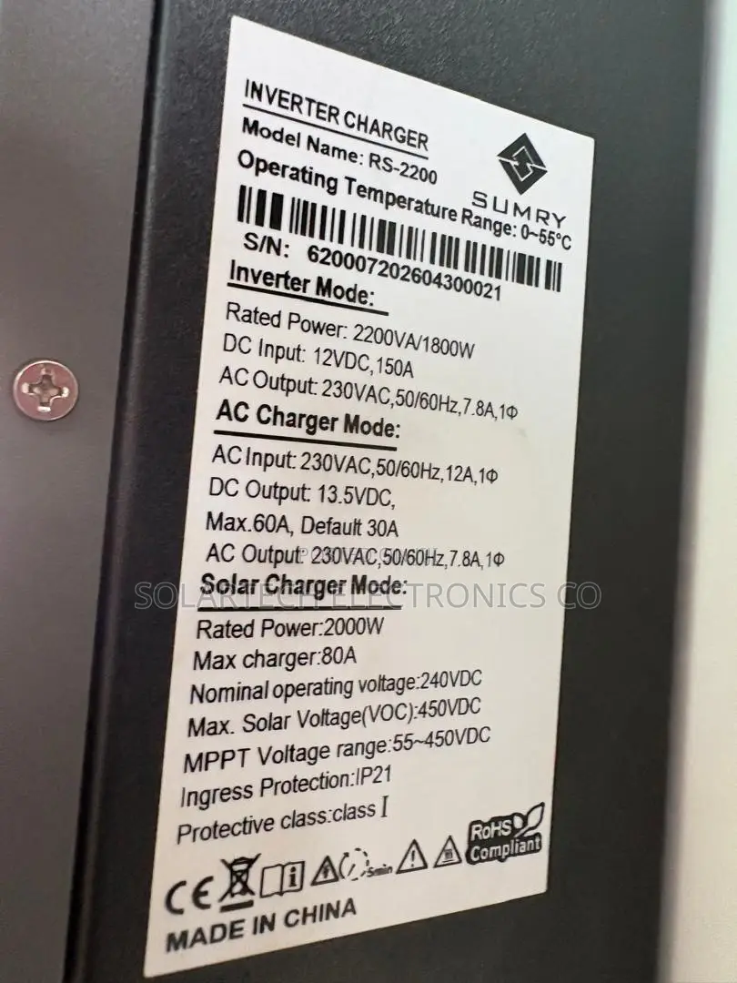 Sumry Rs-2200 12v Solar Inverter Charger 450v Pv Input