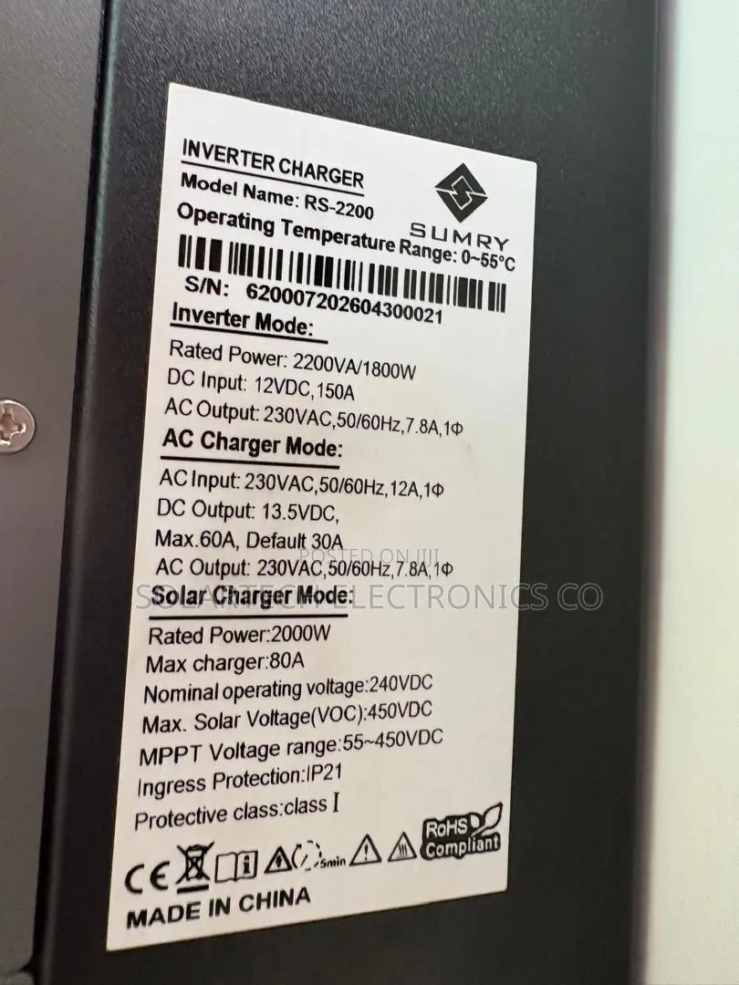 Pure Sine Wave SUMRY 2200VA Solar Inverter for Home