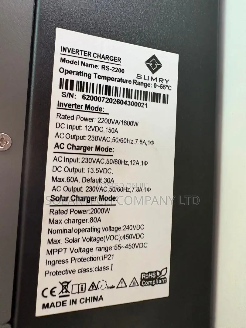 Pure Sine Wave SUMRY 2200VA Solar Inverter for Home