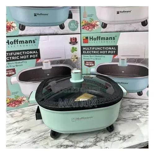 6L Electric Hot Pot With Glass Lid, 1500W Non-Stick Cooker