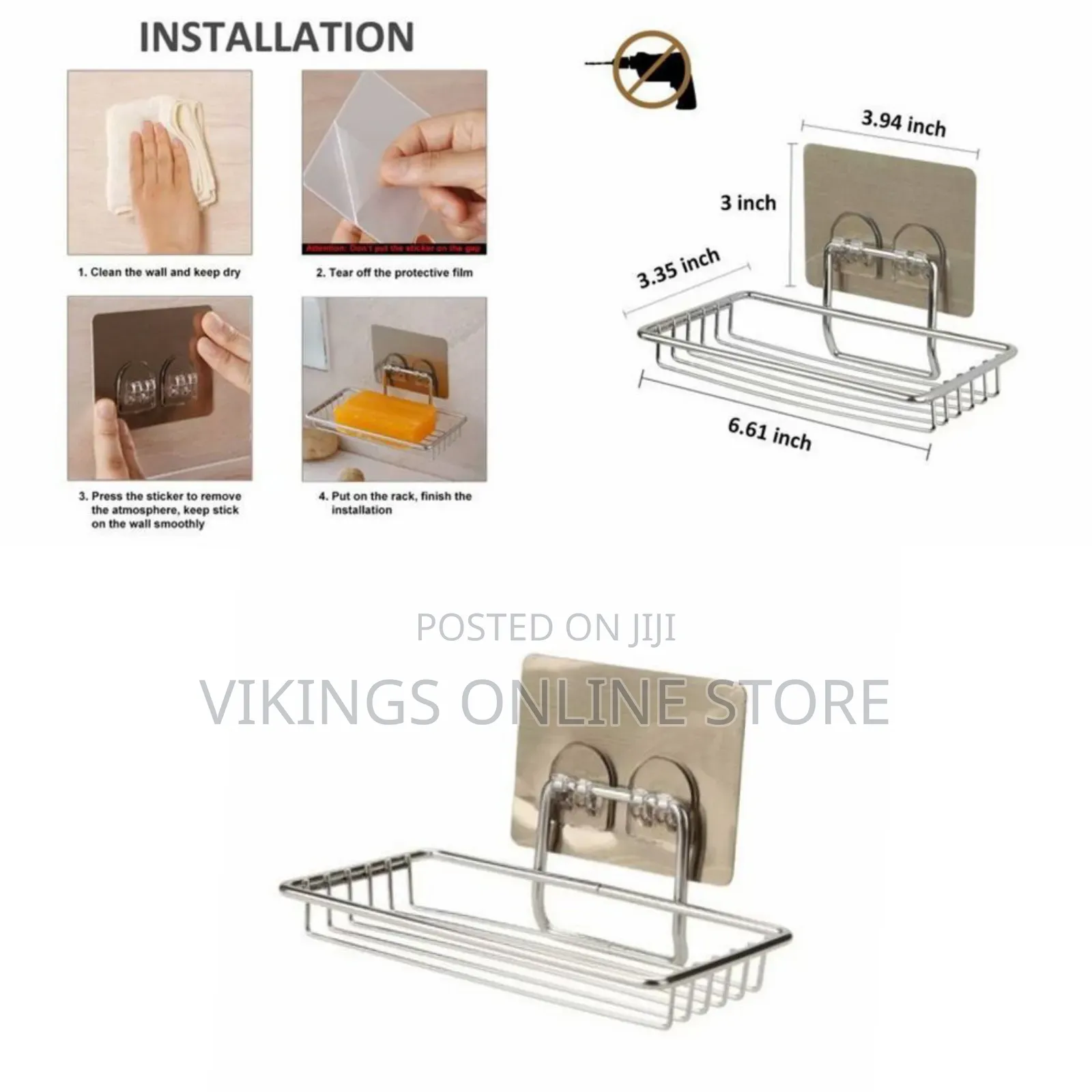 Wall Mounted Kitchen Bathroom Sponge Soap Dish Holder Dispenser-Silver