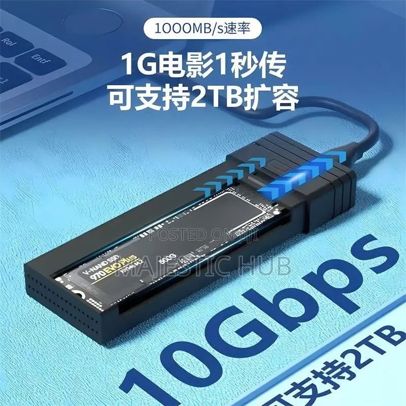 10Gbps 5-in-1 USB-C Hub M.2 SSD Enclosure With SD/TF Reader