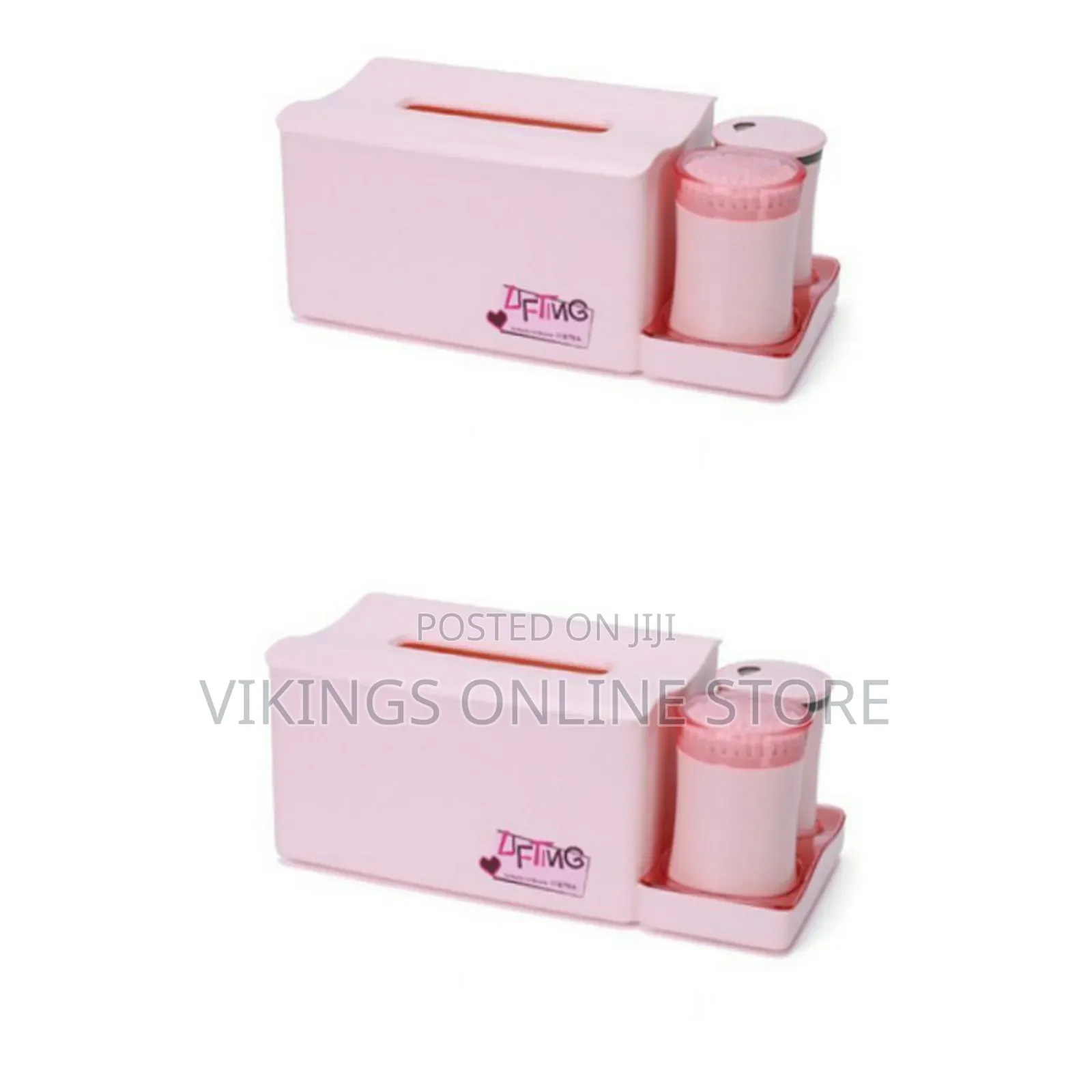 Tissue Box Storage With Cotton Swab Toothpick Can Holder-Pink