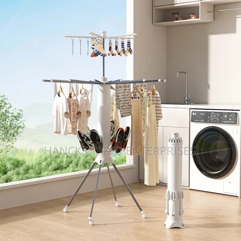 Foldable Rotating Laundry Drying Rack.