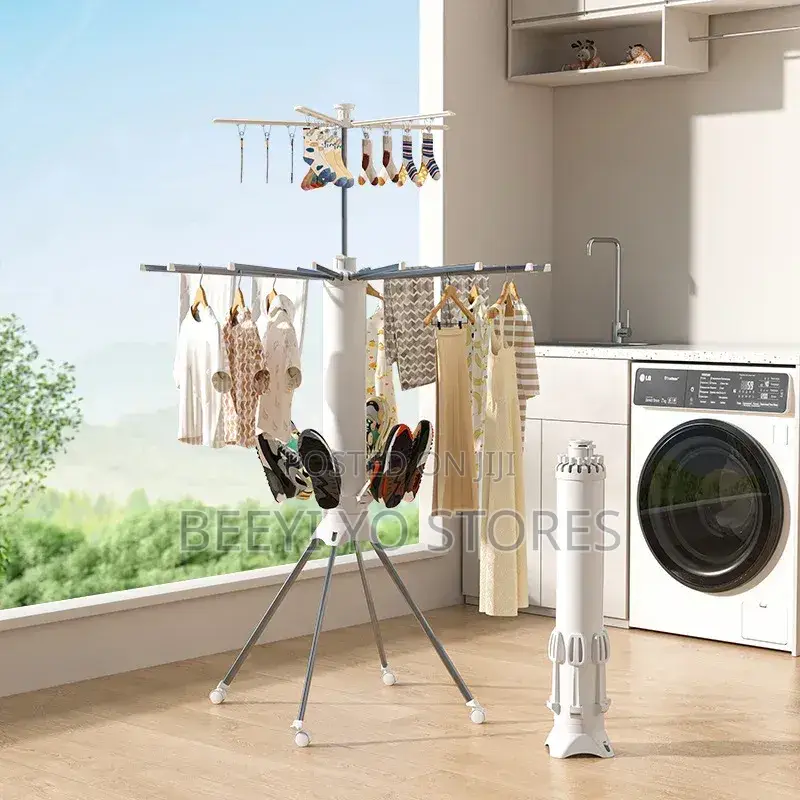 Foldable Rotating Laundry Drying Rack.