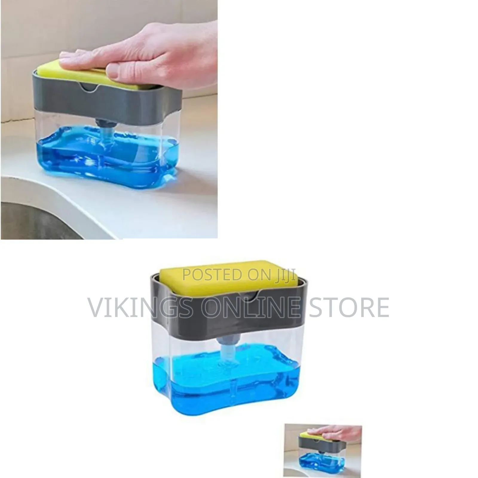 Soap Pump Dispenser and Sponge Holder - Grey