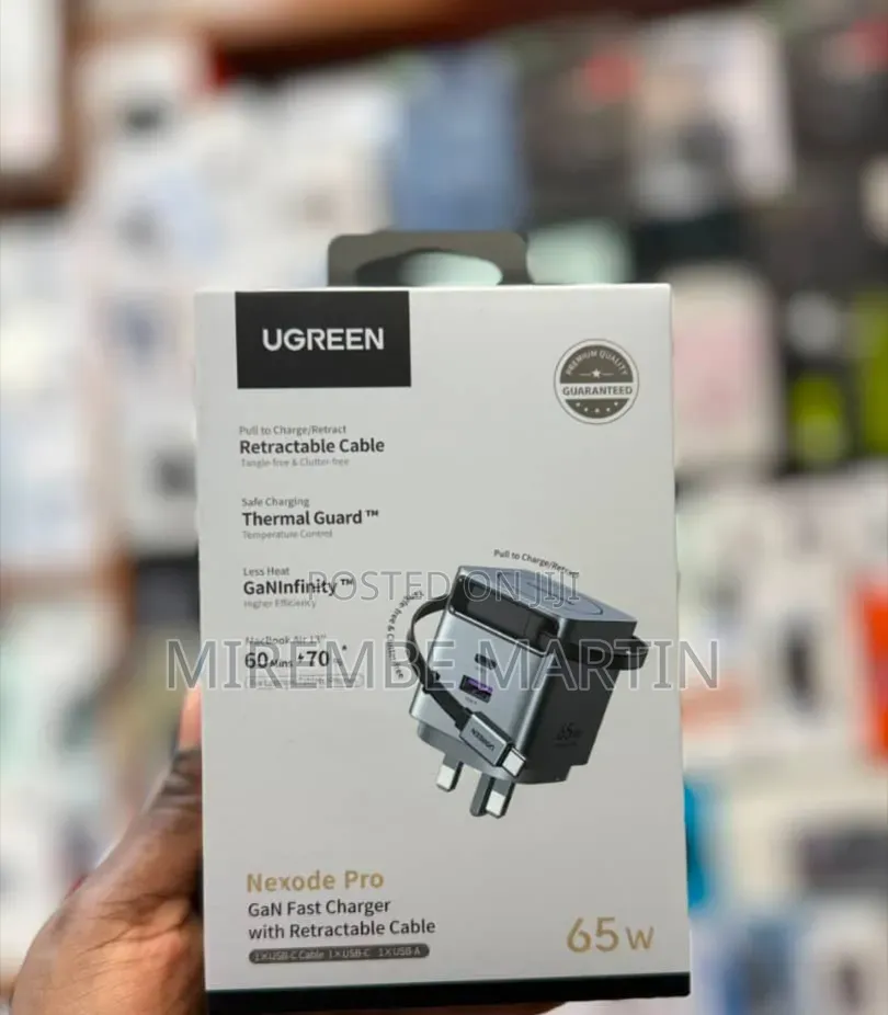UGREEN Nexode Pro 65W GaN Pro Fast Charger With Retractable Cable