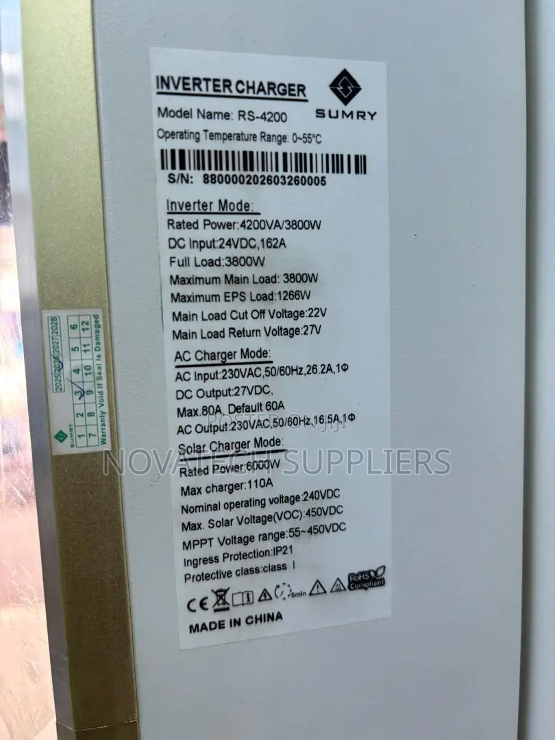 SUMRY RS-4200 3800W Pure Sine Wave Solar Inverter Charger