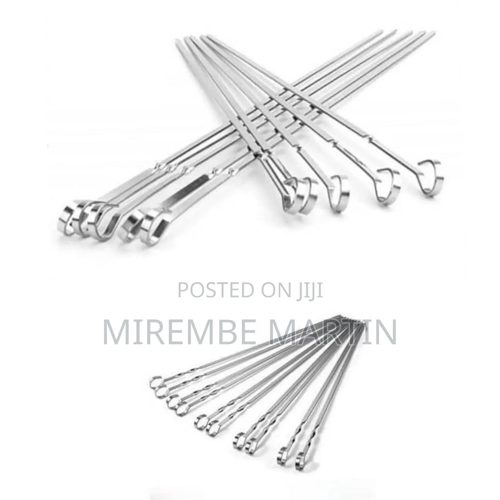 6pcs Reusable Stainless Steel Flat BBQ Skewers