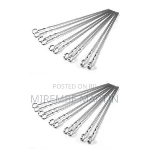 6pcs Reusable Stainless Steel Flat BBQ Skewers