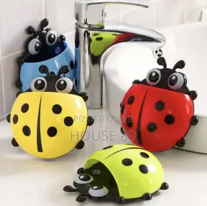 Ladybug Wall Mounted Toothbrush and Toothpaste Holders