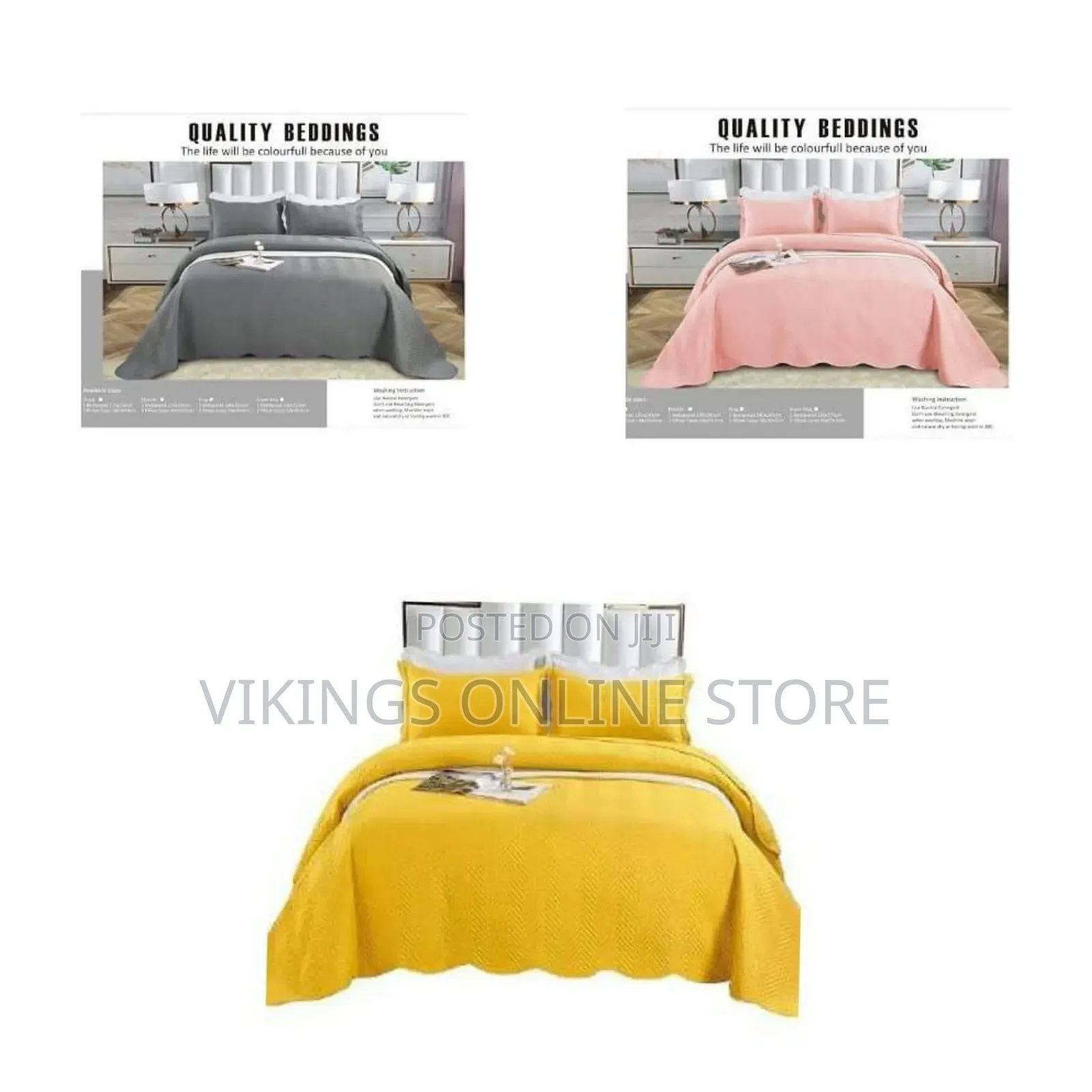 3 Piece King Quilted Plain Embossed Bedspread Plain Embossed