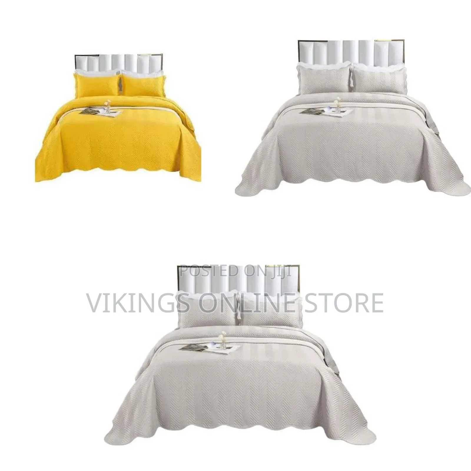 3 Piece King Quilted Plain Embossed Bedspread Plain Embossed