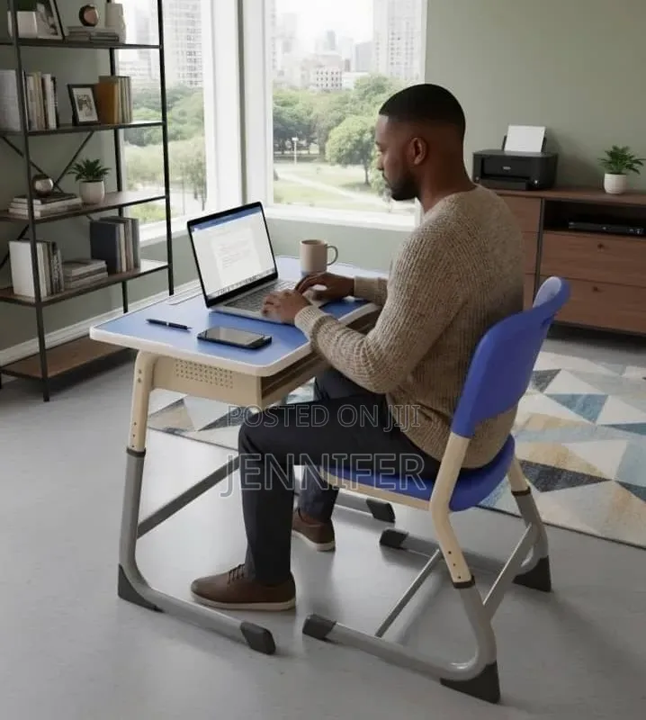 Genuine Kid/Adult Desk and Chair Set With Adjustable Height