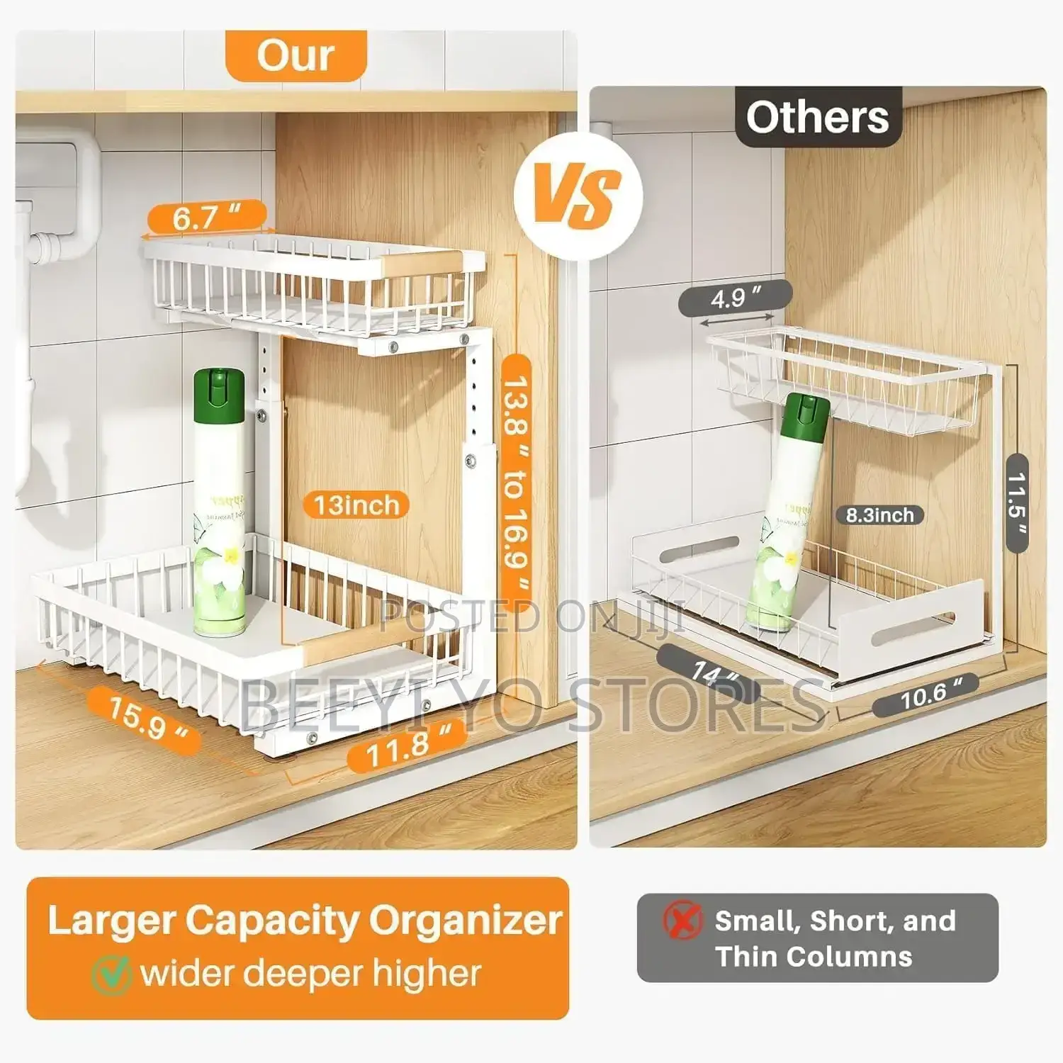 Tier Under-Sink Sliding Storage Organizer Rack