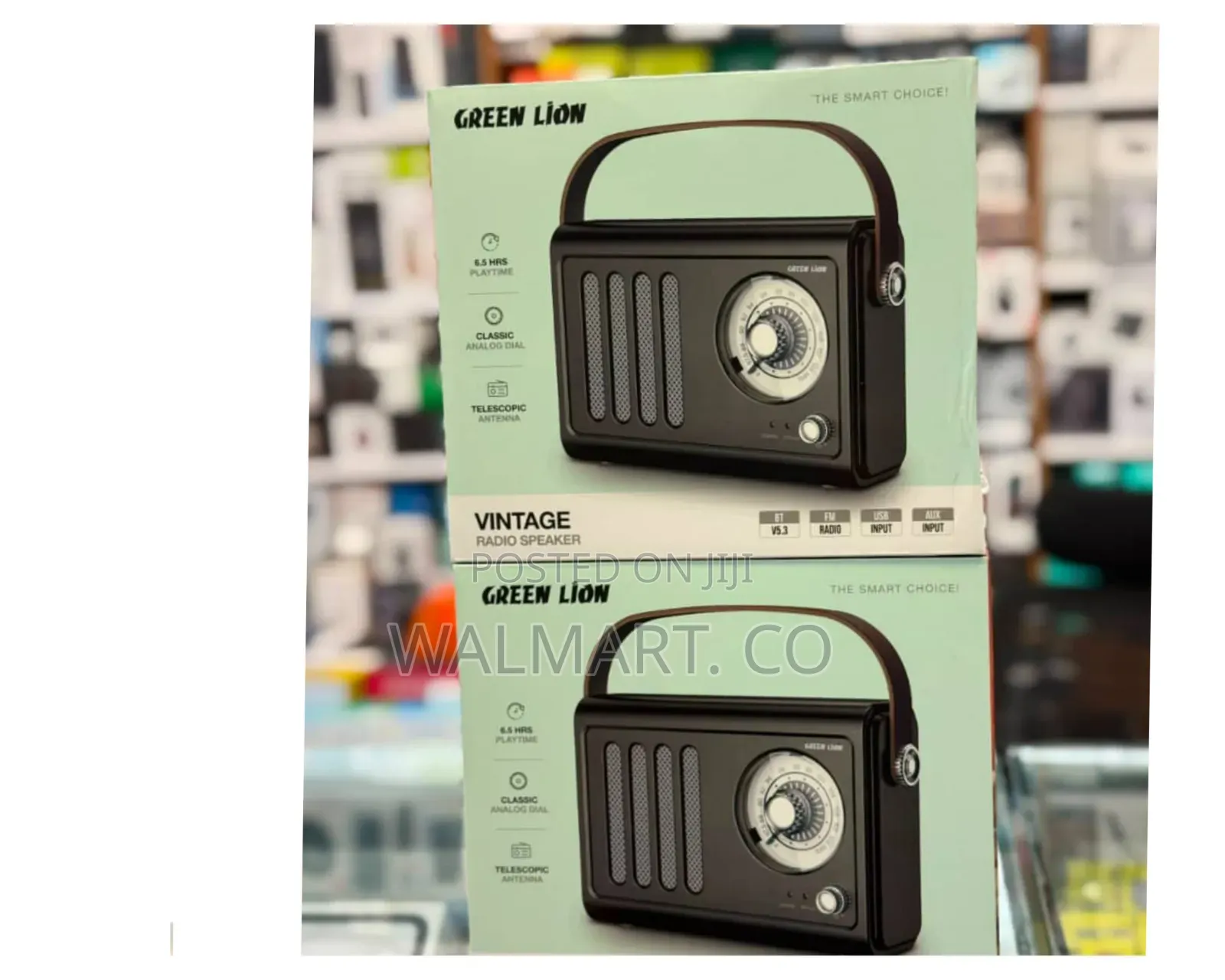 Green Lion Vintage Radio Speaker, Featuring a Retro Design