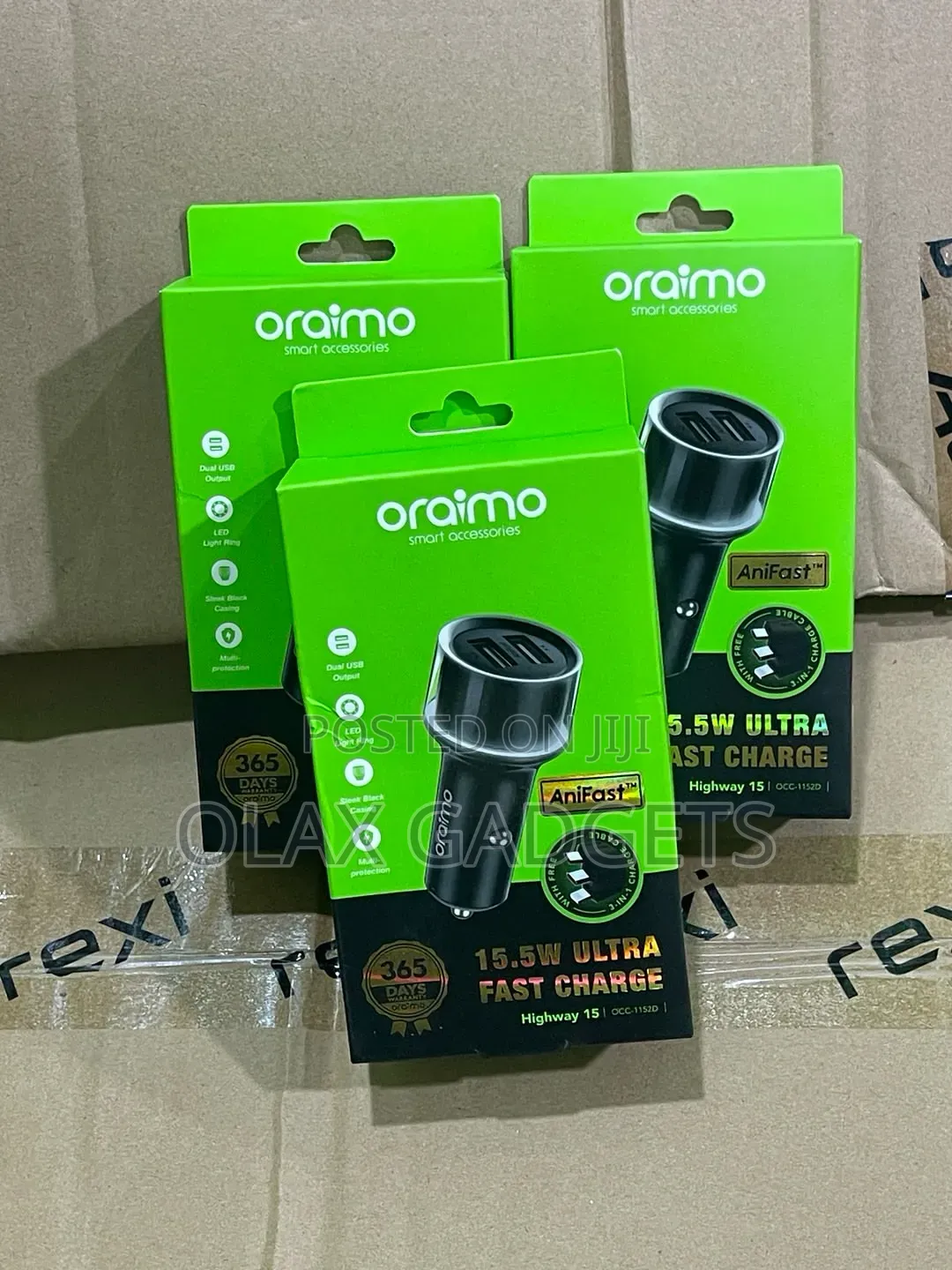 Oraimo Car Charger With 3-1 USB Cable