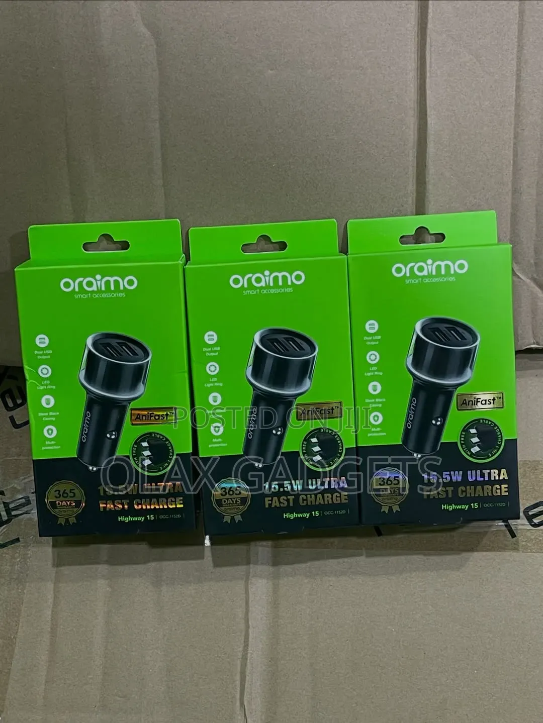 Oraimo Car Charger With 3-1 USB Cable