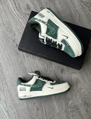 Nike Air Force 1 Green White Custom Street Sneakers