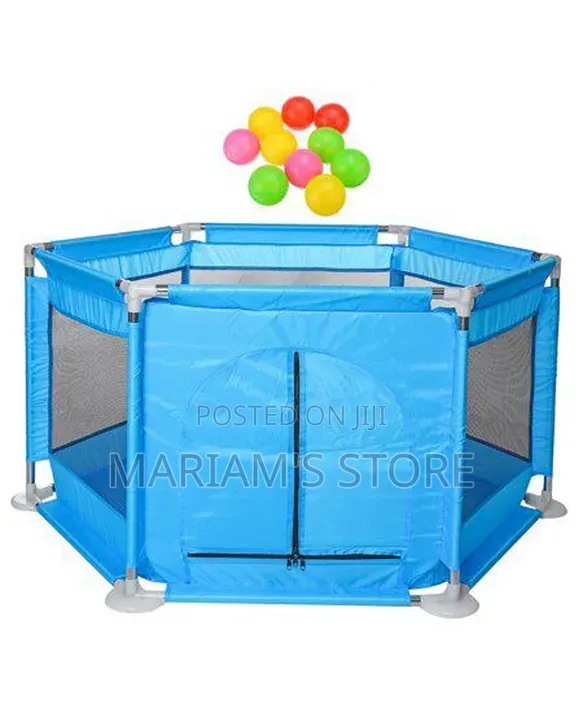 6-Panel Baby Playpen With a Bright Built-in Basketball Ho
