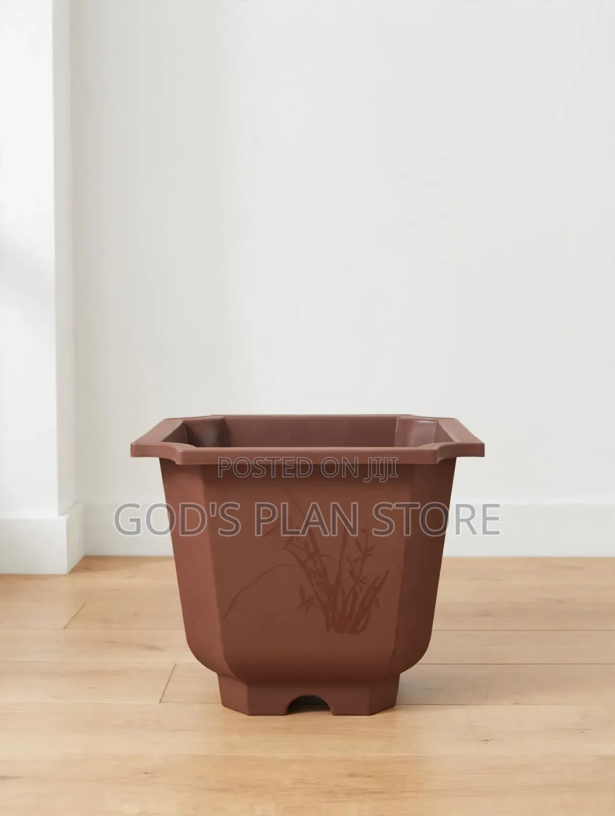 Embossed Coffee Brown Plastic Flower Pots Plastic Flower Pots