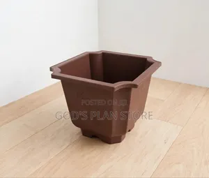 Embossed Coffee Brown Plastic Flower Pots Plastic Flower Pots