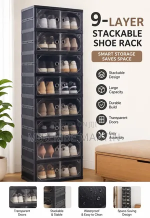 Dust Proof Shoe Rack -
Available in Black Only.