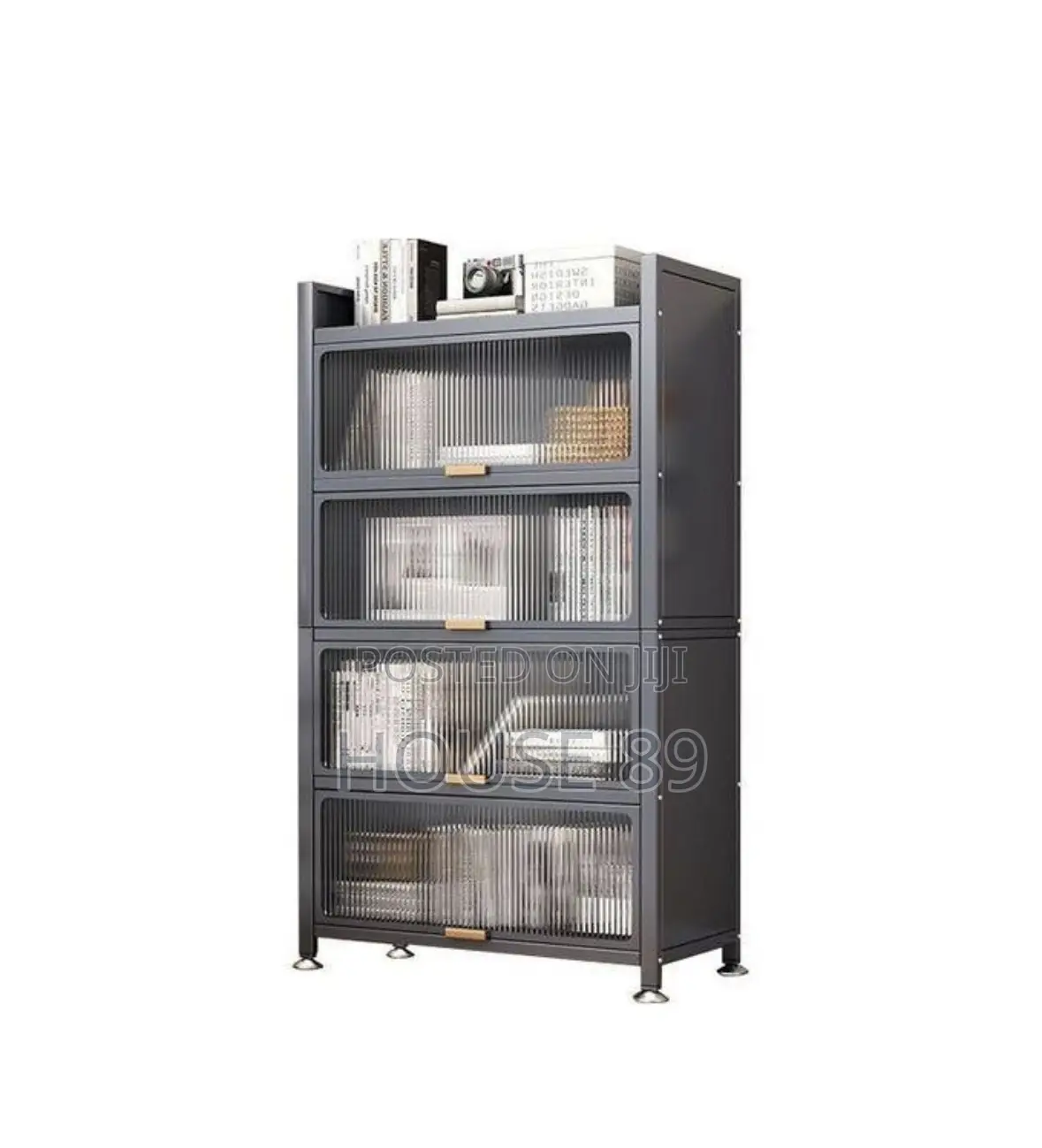Gray 4-Tier Kitchen Storage Cabinet
