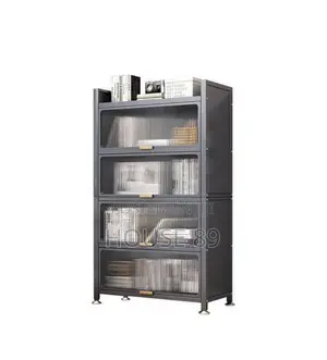 Gray 4-Tier Kitchen Storage Cabinet