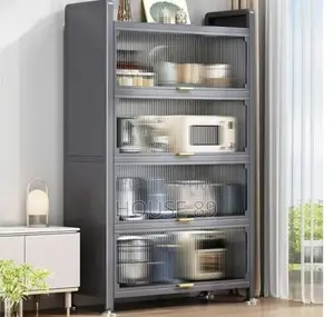 Gray 4-Tier Kitchen Storage Cabinet