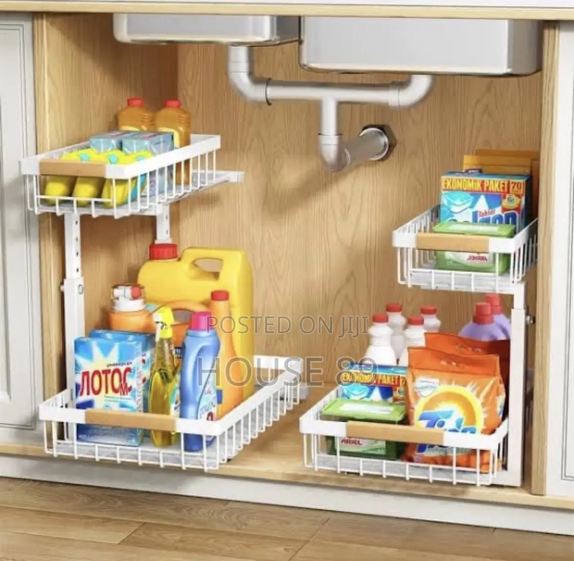 White Hahaemall 2-Pack Under-Sink Organizer