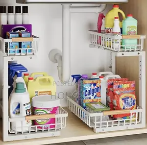 White Hahaemall 2-Pack Under-Sink Organizer