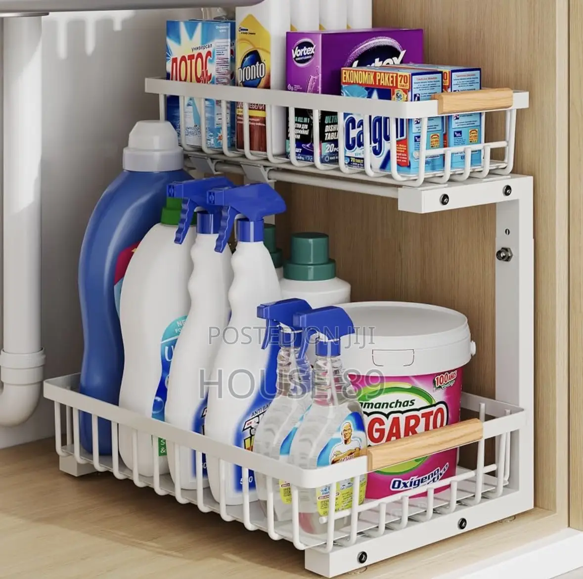 White Hahaemall 2-Pack Under-Sink Organizer