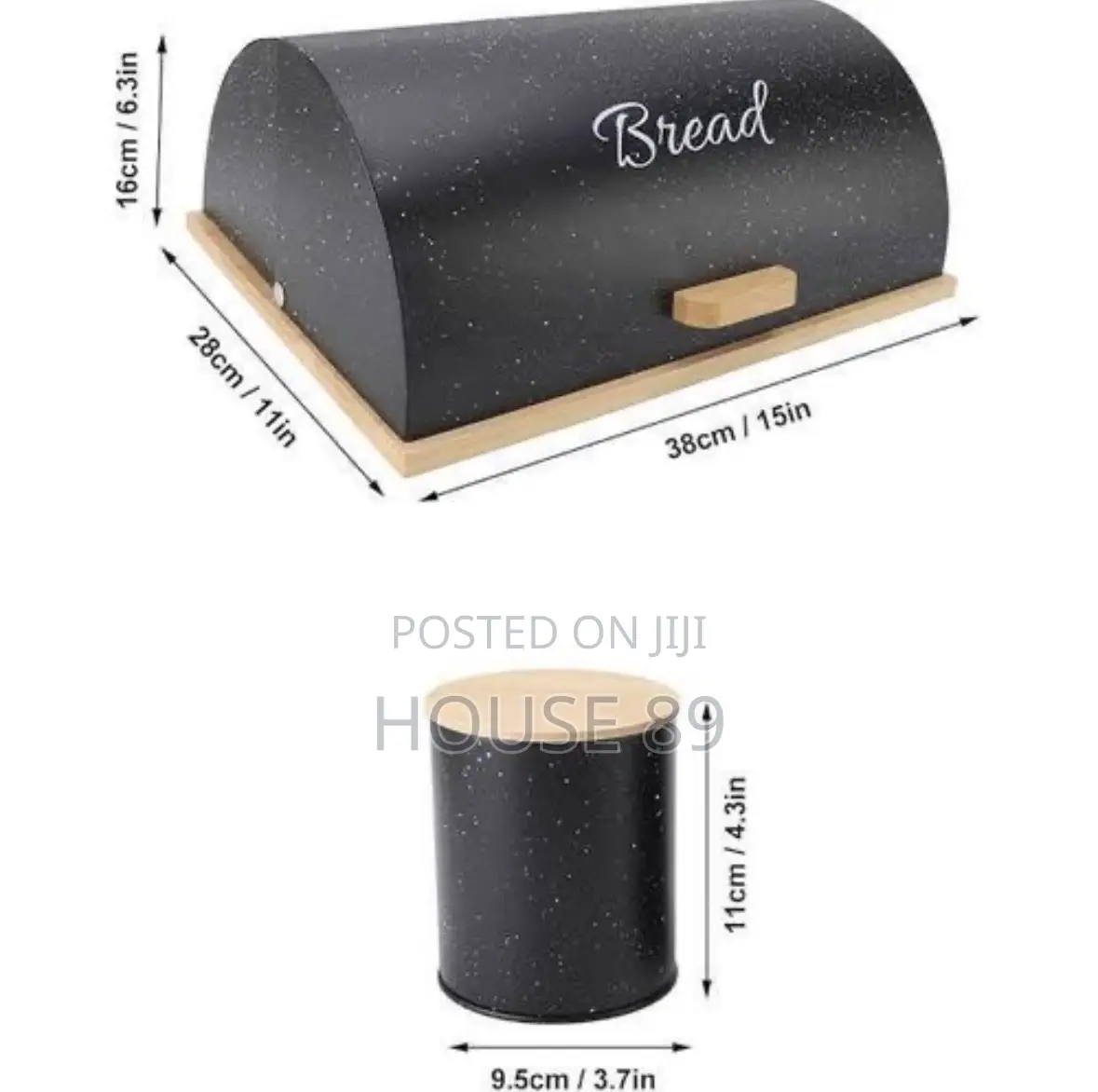 Trisar Speckled Black Bread Bin