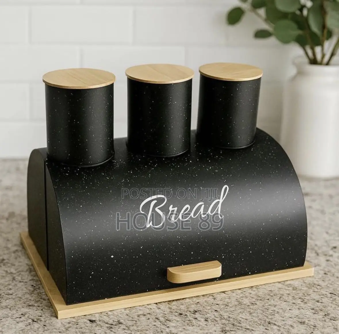 Trisar Speckled Black Bread Bin