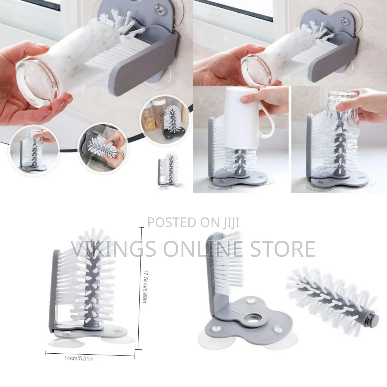 Glass Washer With Double Sided Bristle Brush, Glass Cup Brush Cleaner