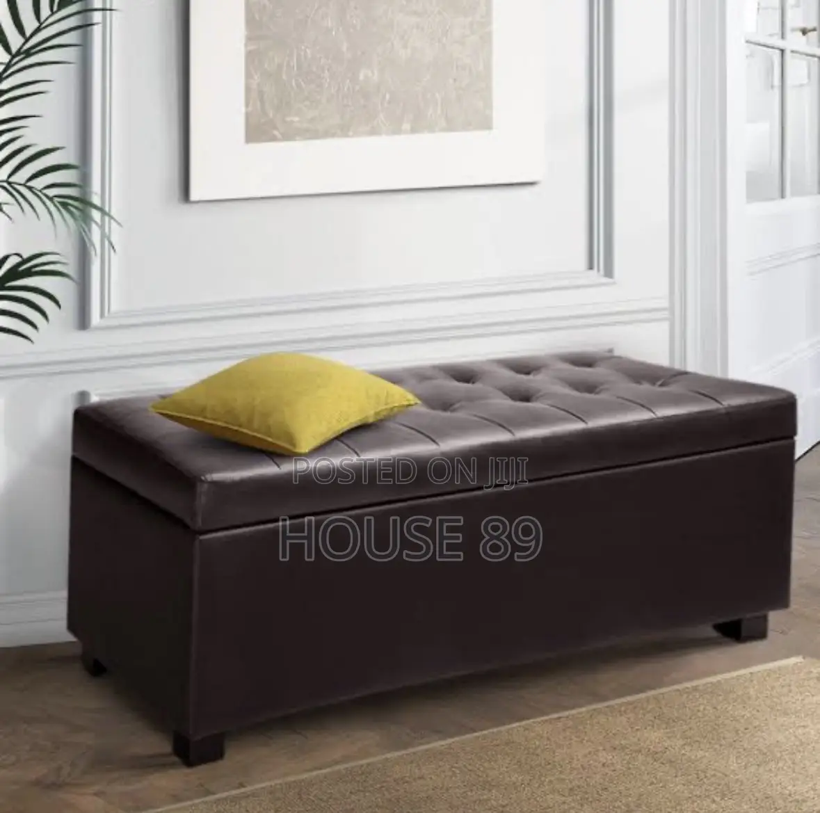 Tufted Faux Leather Storage Ottoman Bench