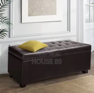 Tufted Faux Leather Storage Ottoman Bench