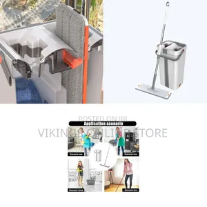 Hands-Free Microfiber Flat Mop With Bucket Floor Mop Pressure Free Air