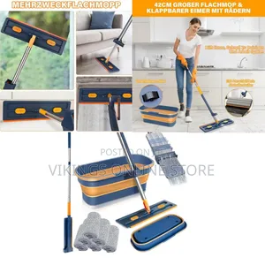 Portable Collapsible 360° Swivel Wring Function Microfibre Flat Mop