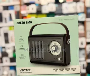 Green Lion Vintage Radio Speaker, Featuring a Retro Design