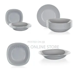 Luminarc 6 Pieces of Luminarc Square Plain Bowl Soup Plates -Grey
