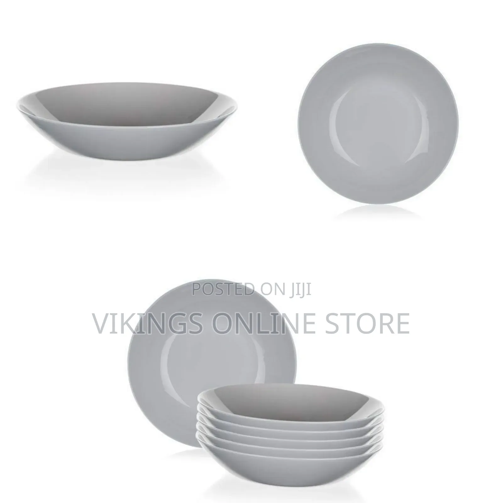Luminarc 6 Pieces of Luminarc Round Plain Bowl Soup Plates -Grey.