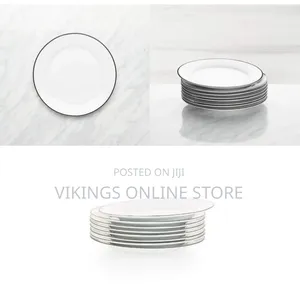 6 Pieces of Black Line Side Plates, White