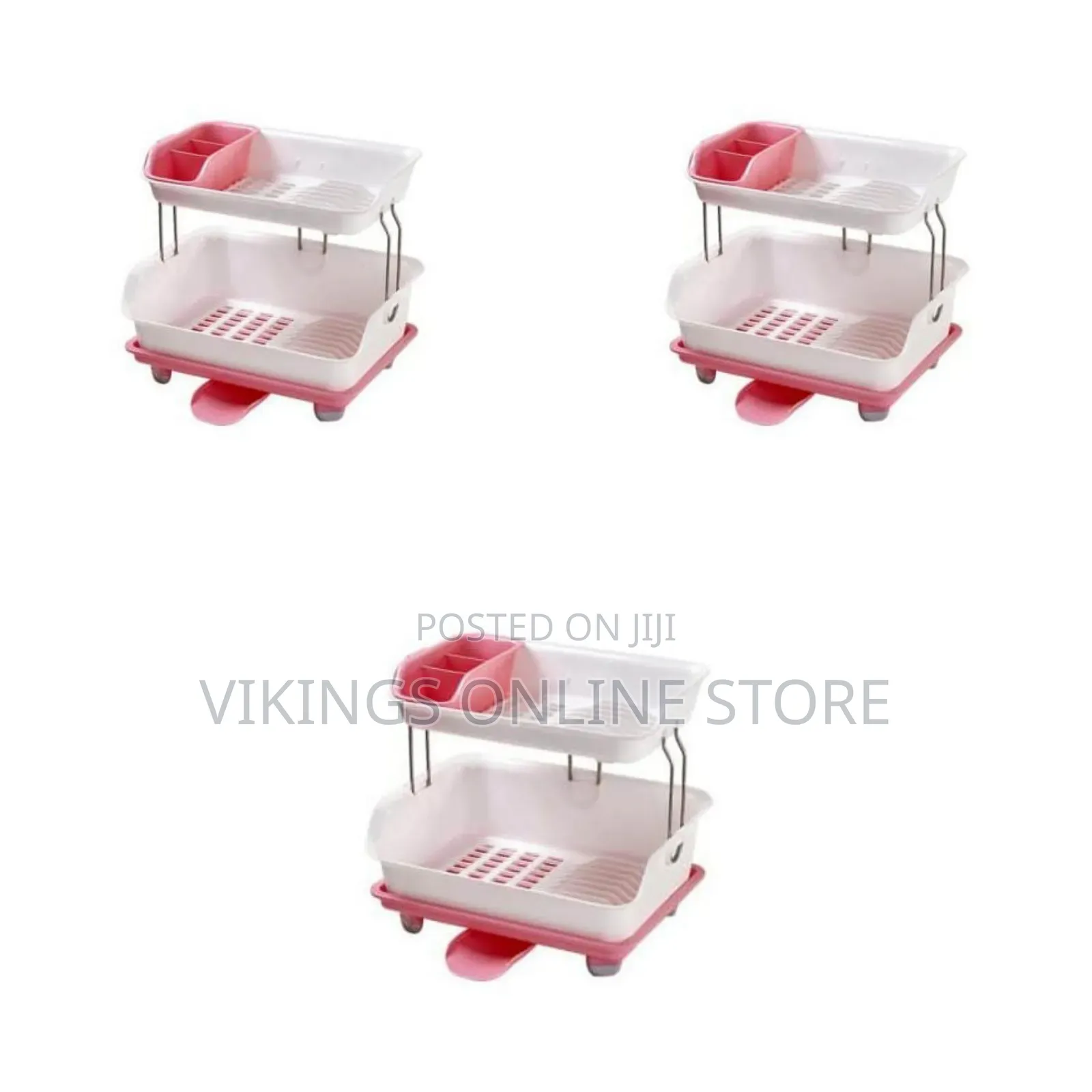 Multi-Purpose Dish Drying Draining Rack Storage Organizer-Pink