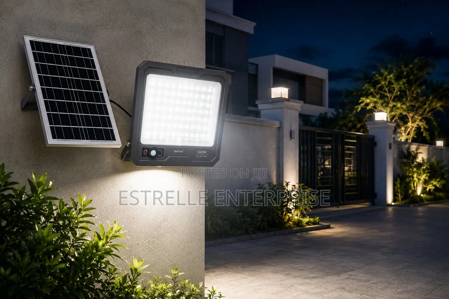 500W Split Solar Floodlight With Sensor and Panel