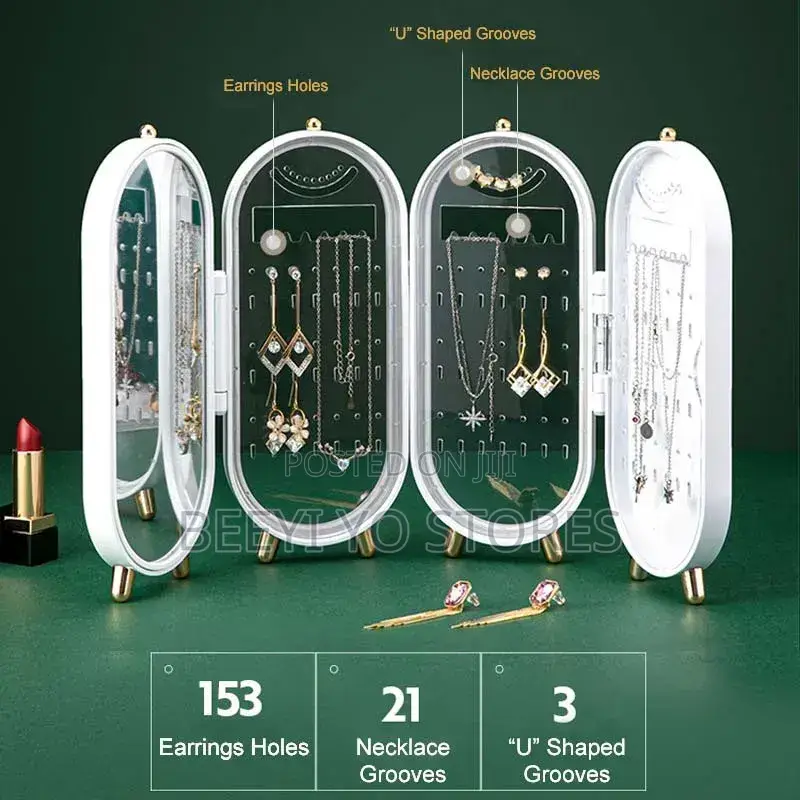 Multi-Panel Foldable Jewelry Organizer Storage Stand