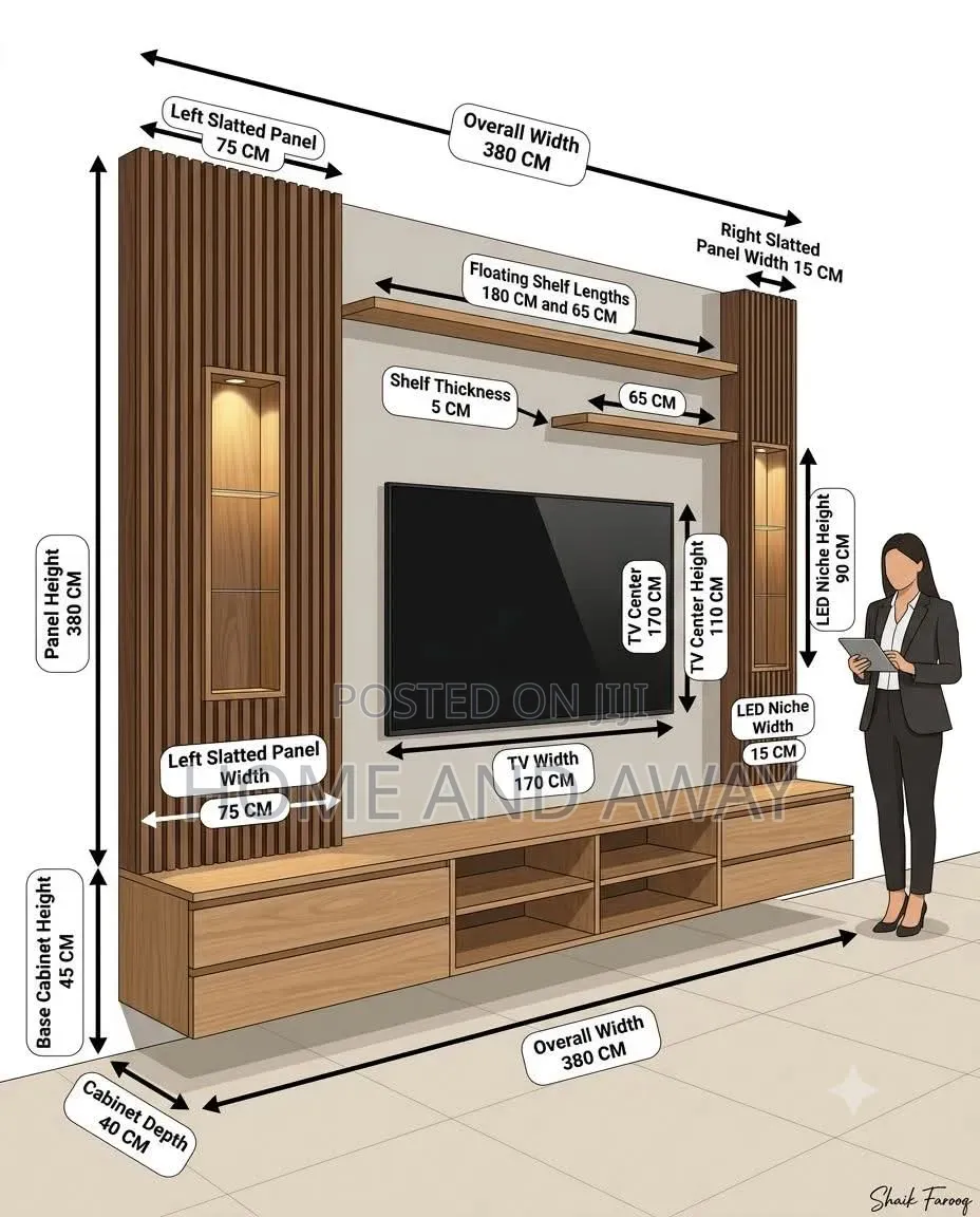 Wall Unit TV Stands Double Flute in Any Colour From 2,000,000/-