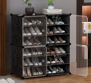 Two Column Plastic Shoe Rack 8 Layers